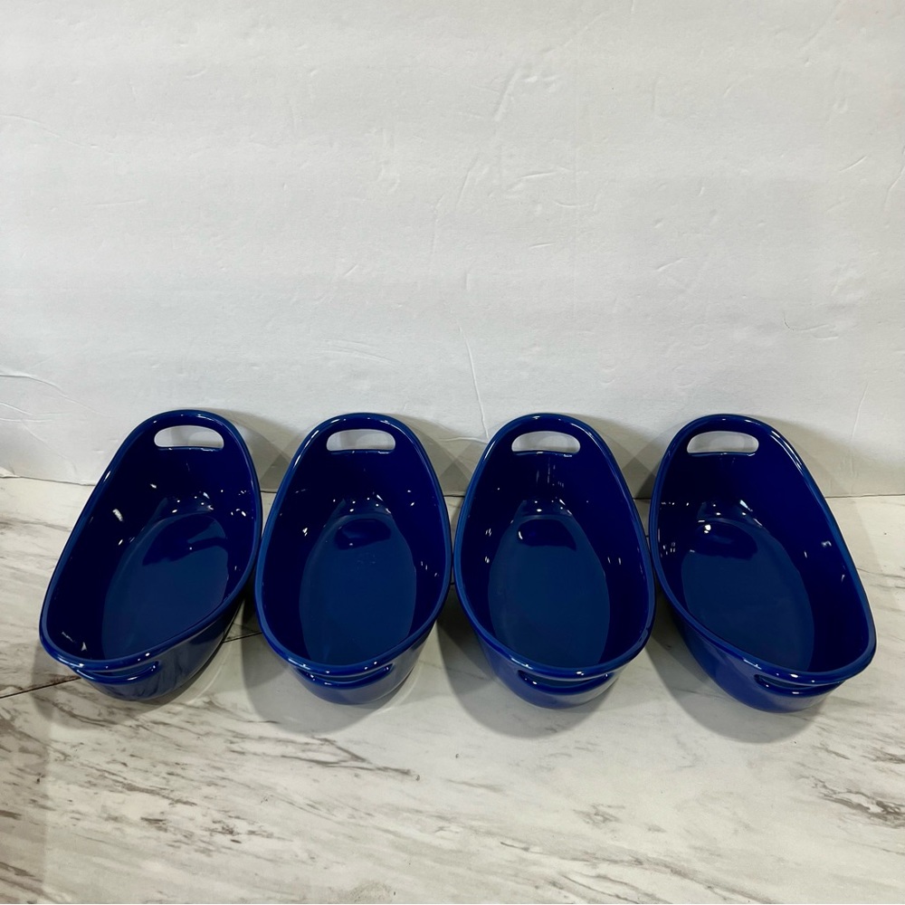 Rachael Ray Stoneware 12 oz. Blue Baking Dish Set of Four Ceramic